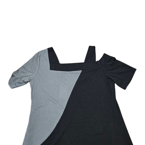 Unbranded Cold Shoulder Asymmetrical Block Color Midi Dress Sz XL - Picture 7 of 10